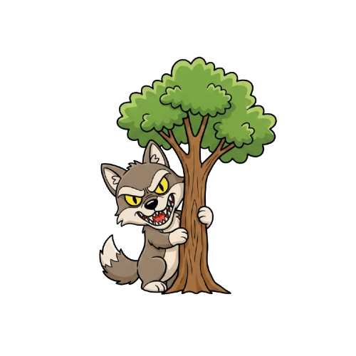 Ein kleiner Baumgeist aus einem Märchen guckt auf das Impressum.